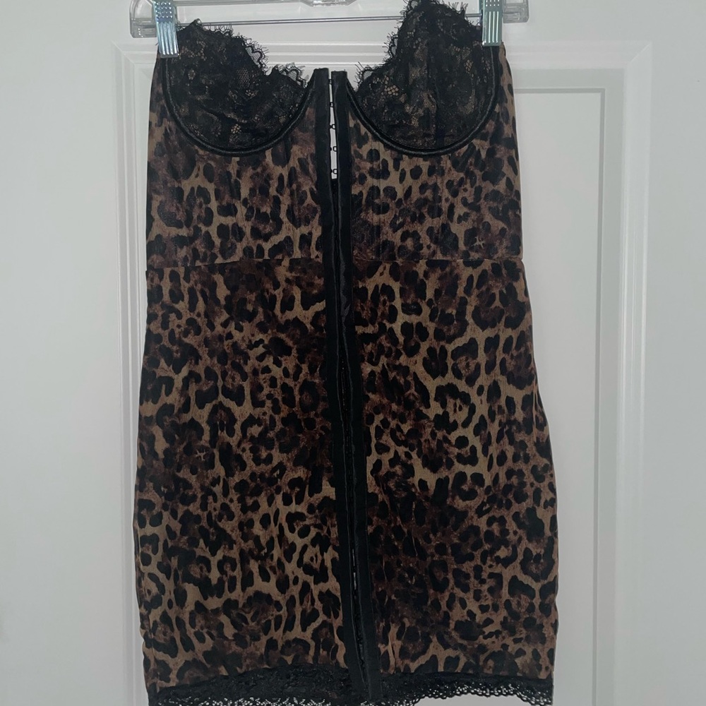 Leopard Print Lace Trim Skirt